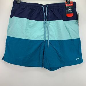 Speedo Mens Colorblock 7" UV 50 Swim Trunks Blue 2XL